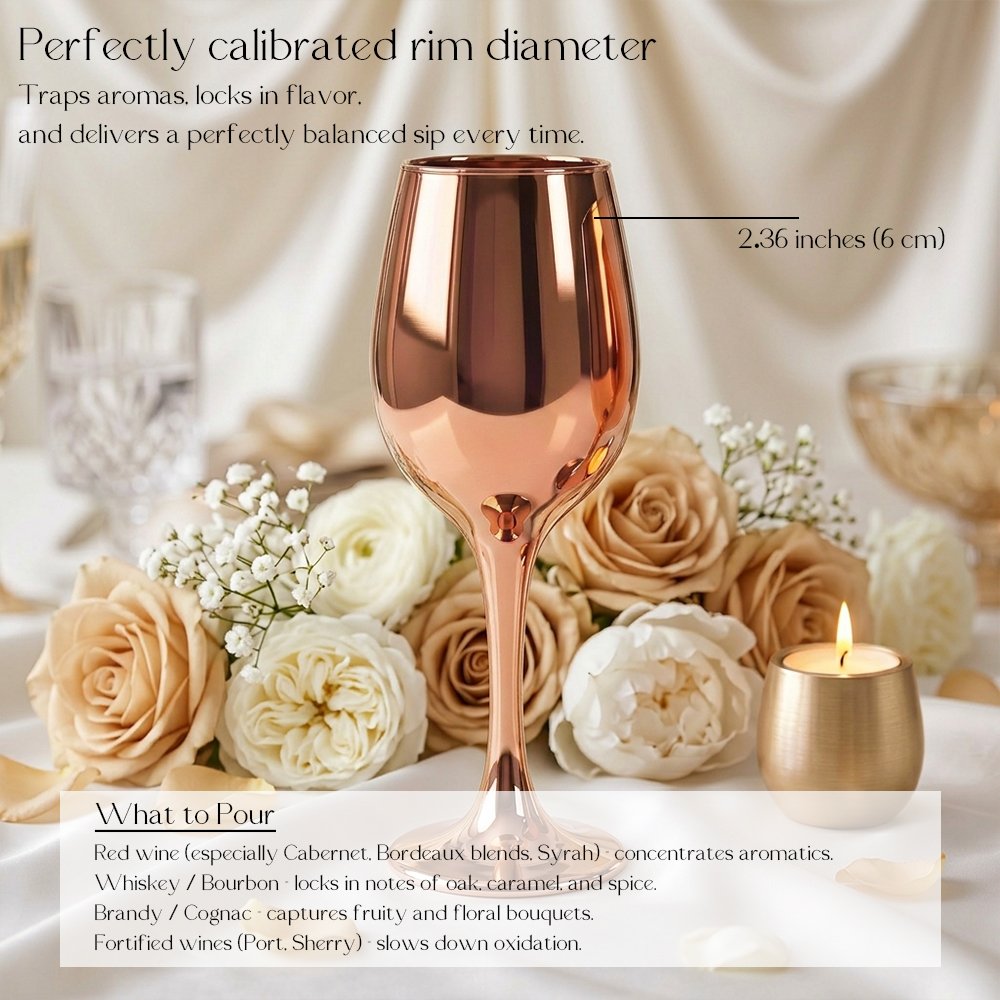 Cretfine Electroplated Metal Series Wine Glasses - Rose Gold - Image 3
