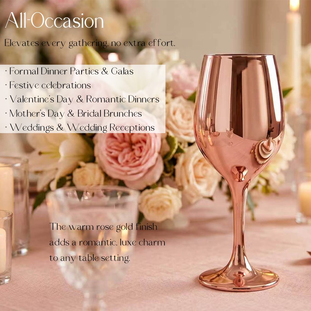 Cretfine Electroplated Metal Series Wine Glasses - Rose Gold - Image 6