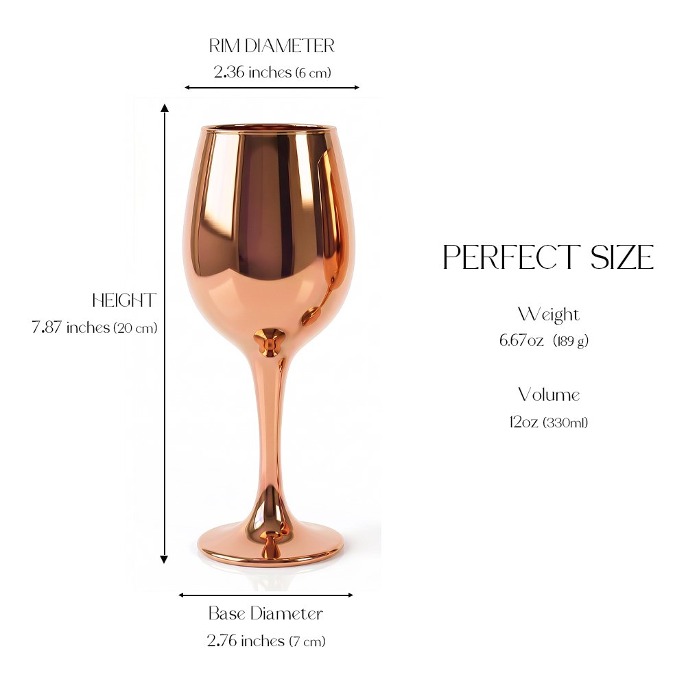 Cretfine Electroplated Metal Series Wine Glasses - Rose Gold - Image 2