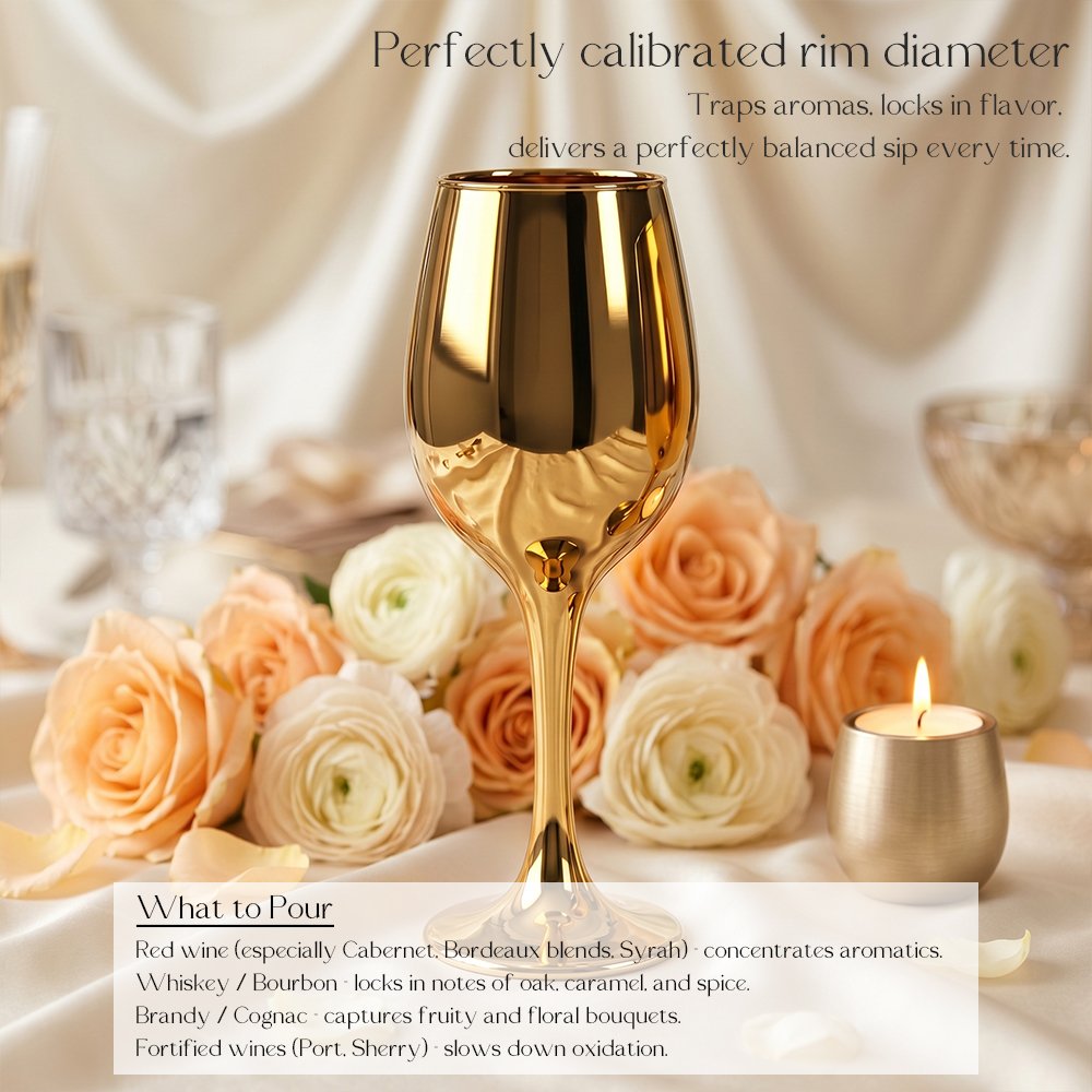 Cretfine Electroplated Metal Series Wine Glasses - Gold - Image 3