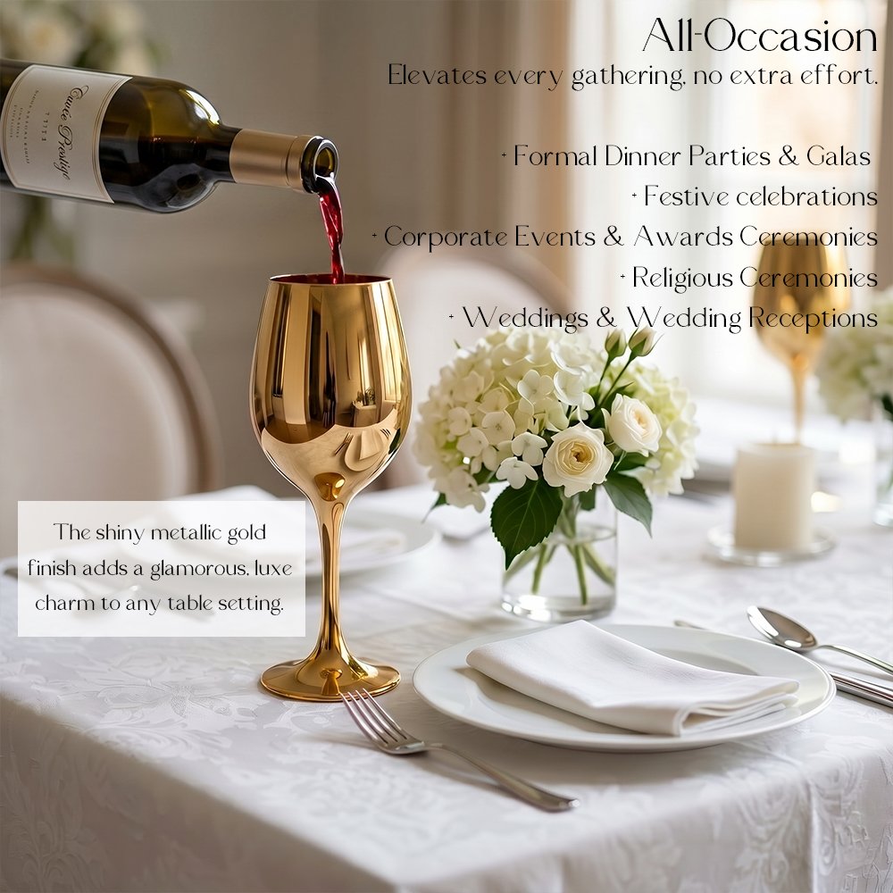 Cretfine Electroplated Metal Series Wine Glasses - Gold - Image 6