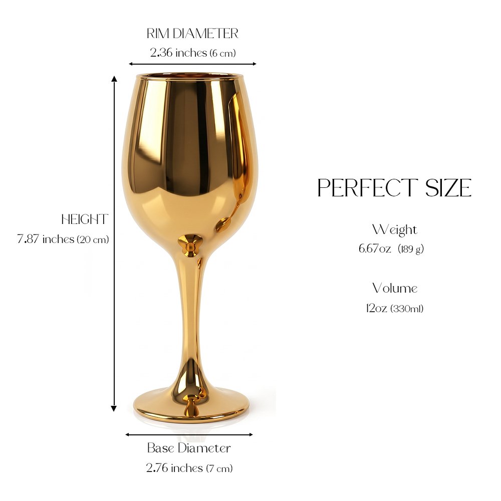 Cretfine Electroplated Metal Series Wine Glasses - Gold - Image 2