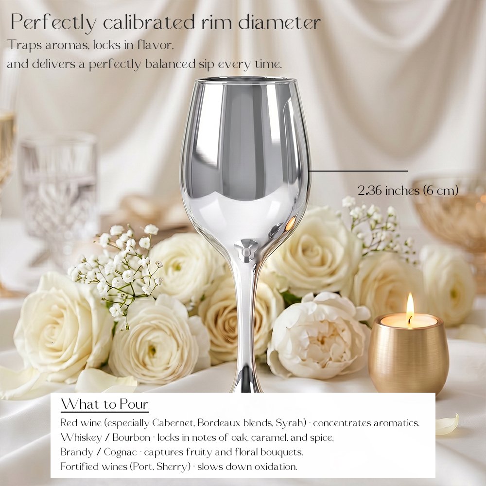 Cretfine Electroplated Metal Series Wine Glasses - Silver - Image 3