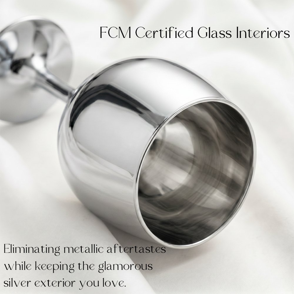 Cretfine Electroplated Metal Series Wine Glasses - Silver - Image 5