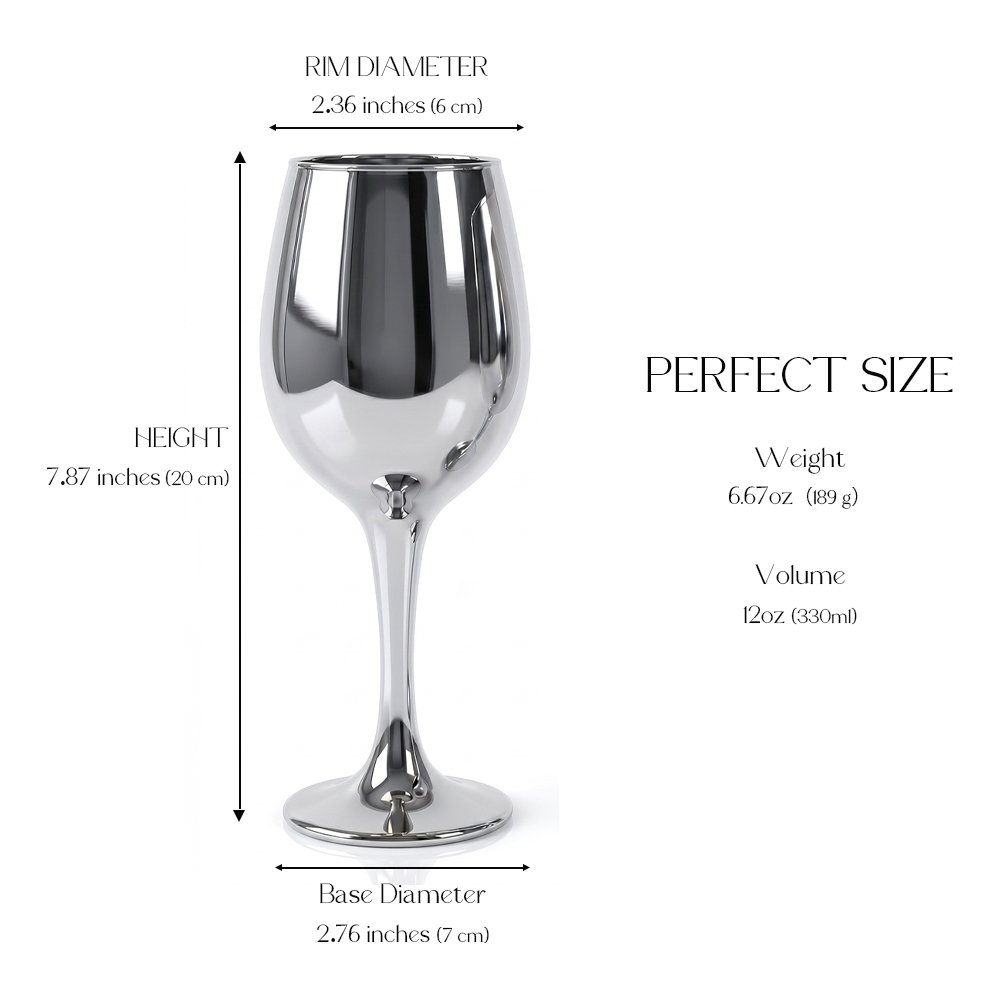 Cretfine Electroplated Metal Series Wine Glasses - Silver - Image 2