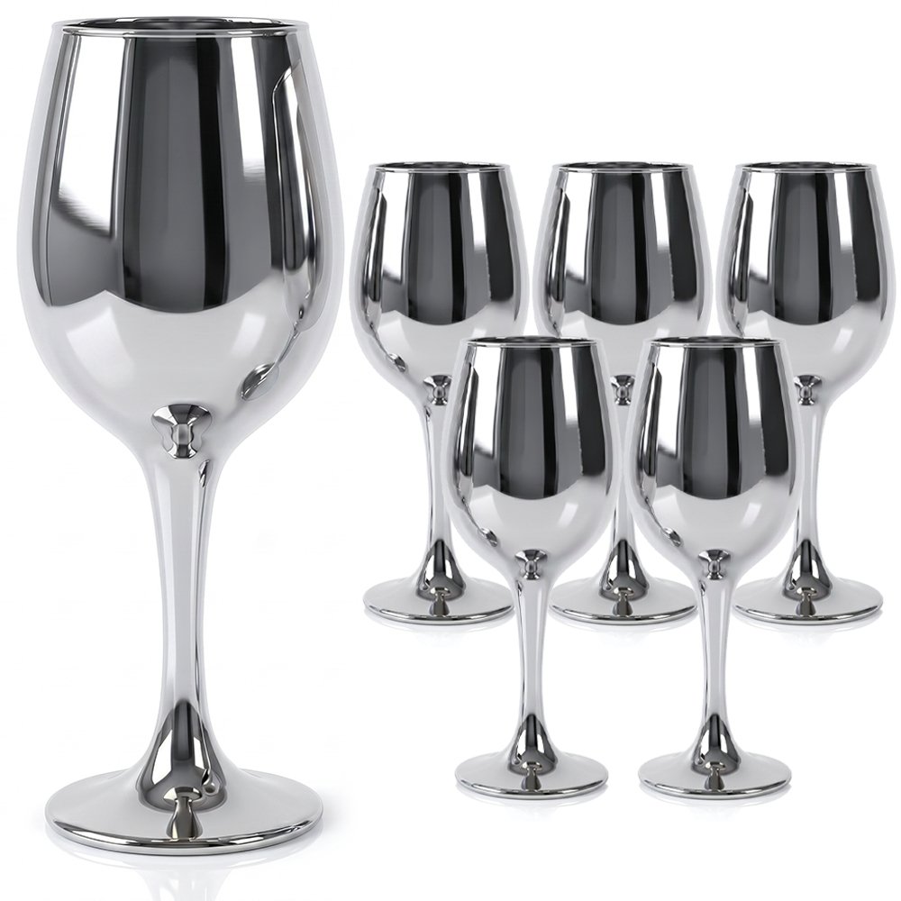 Cretfine Electroplated Metal Series Wine Glasses - Silver
