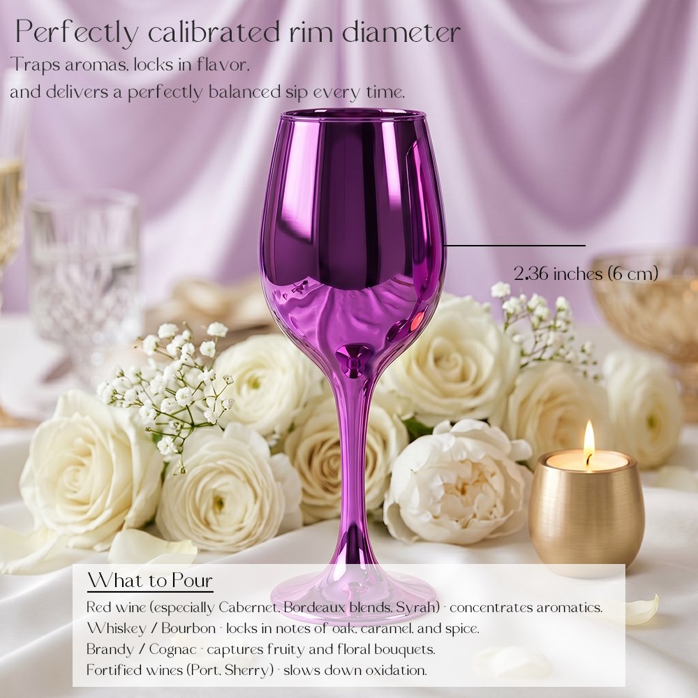 Cretfine Electroplated Metal Series Wine Glasses – Purple - Image 3
