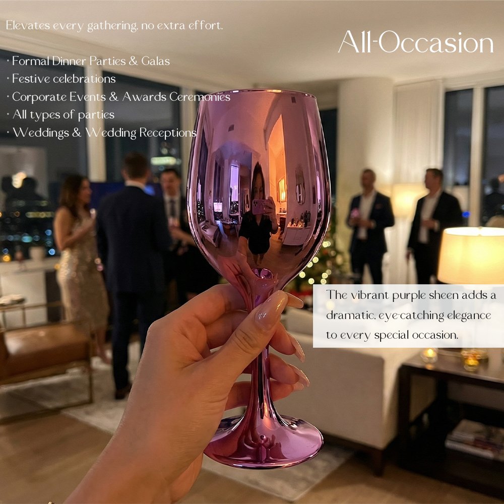 Cretfine Electroplated Metal Series Wine Glasses – Purple - Image 6