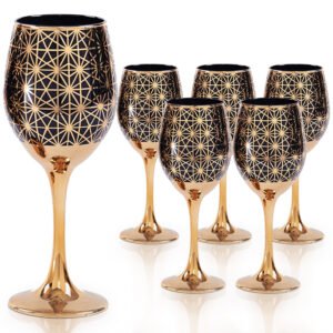 Cretfine Gold Lux Series Wine Glasses - Black