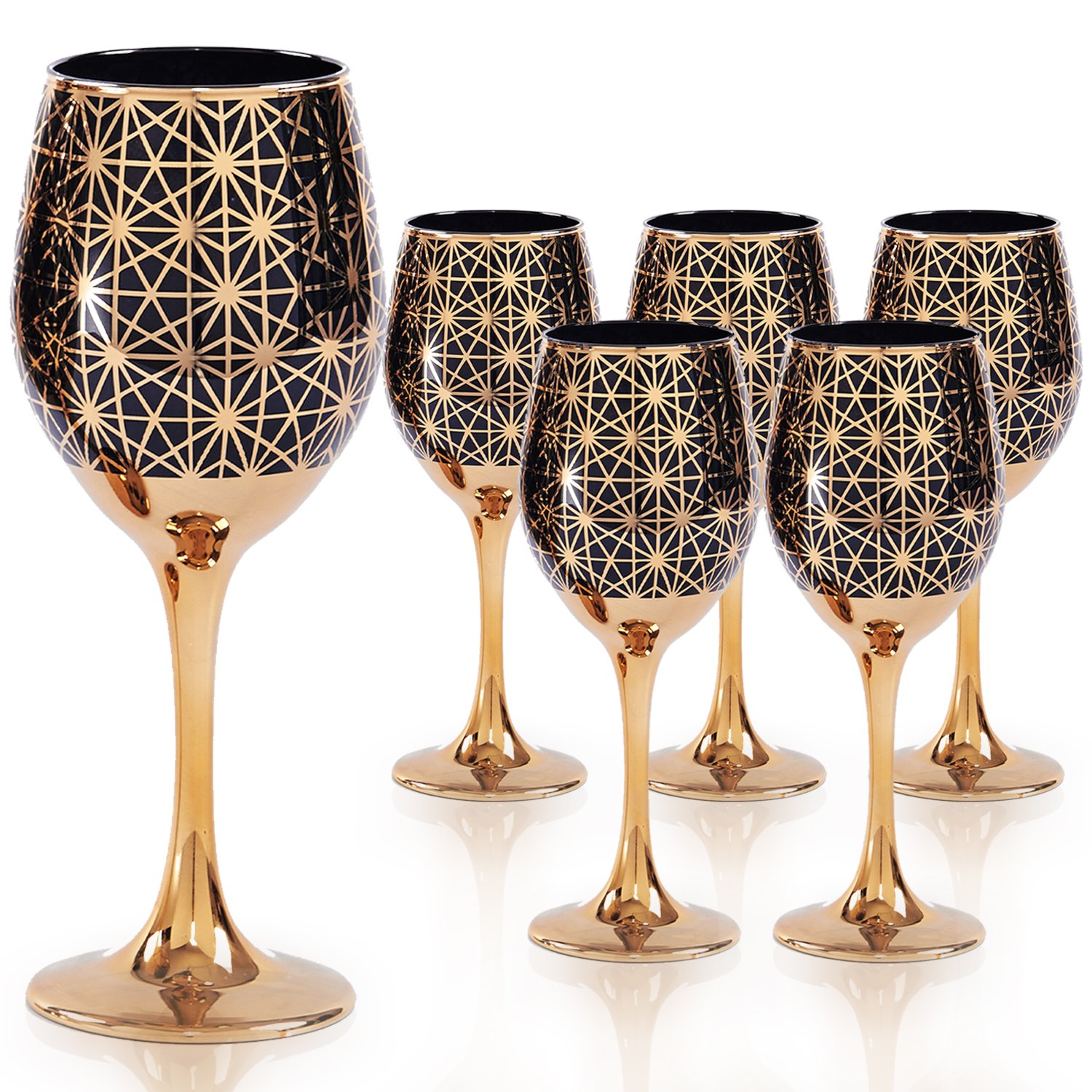 Cretfine Gold Lux Series Wine Glasses - Black