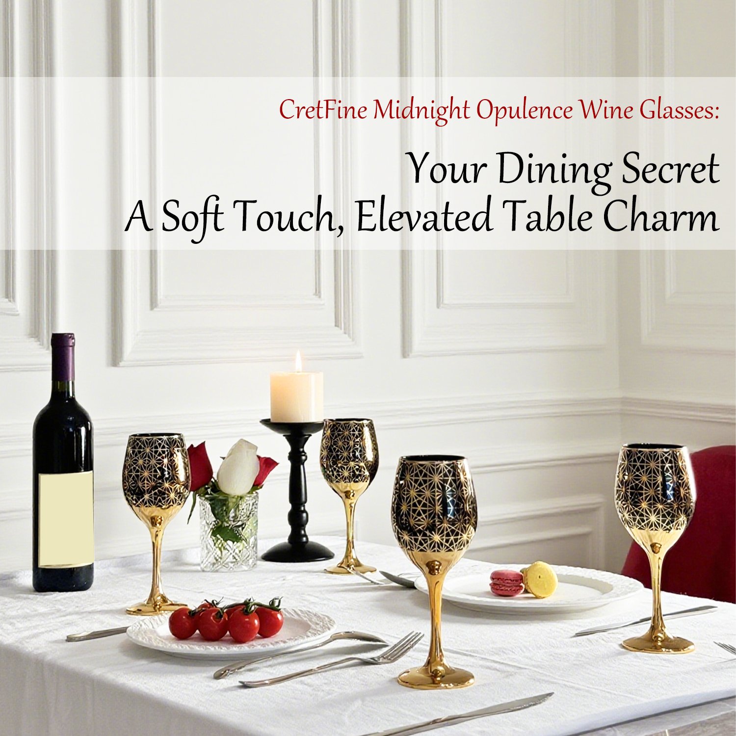 Cretfine Gold Lux Series Wine Glasses - Black - Image 4