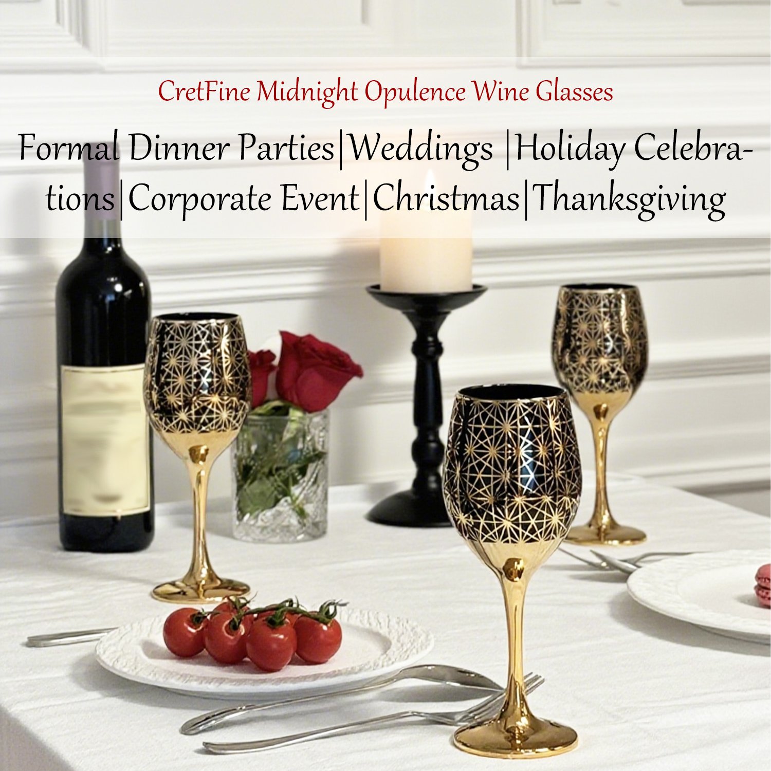 Cretfine Gold Lux Series Wine Glasses - Black - Image 5