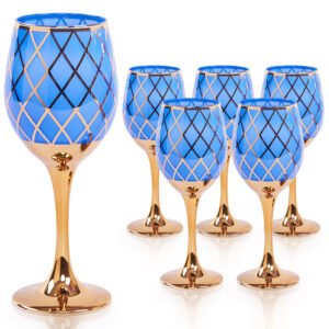 Cretfine Gold Lux Series Wine Glasses - Blue