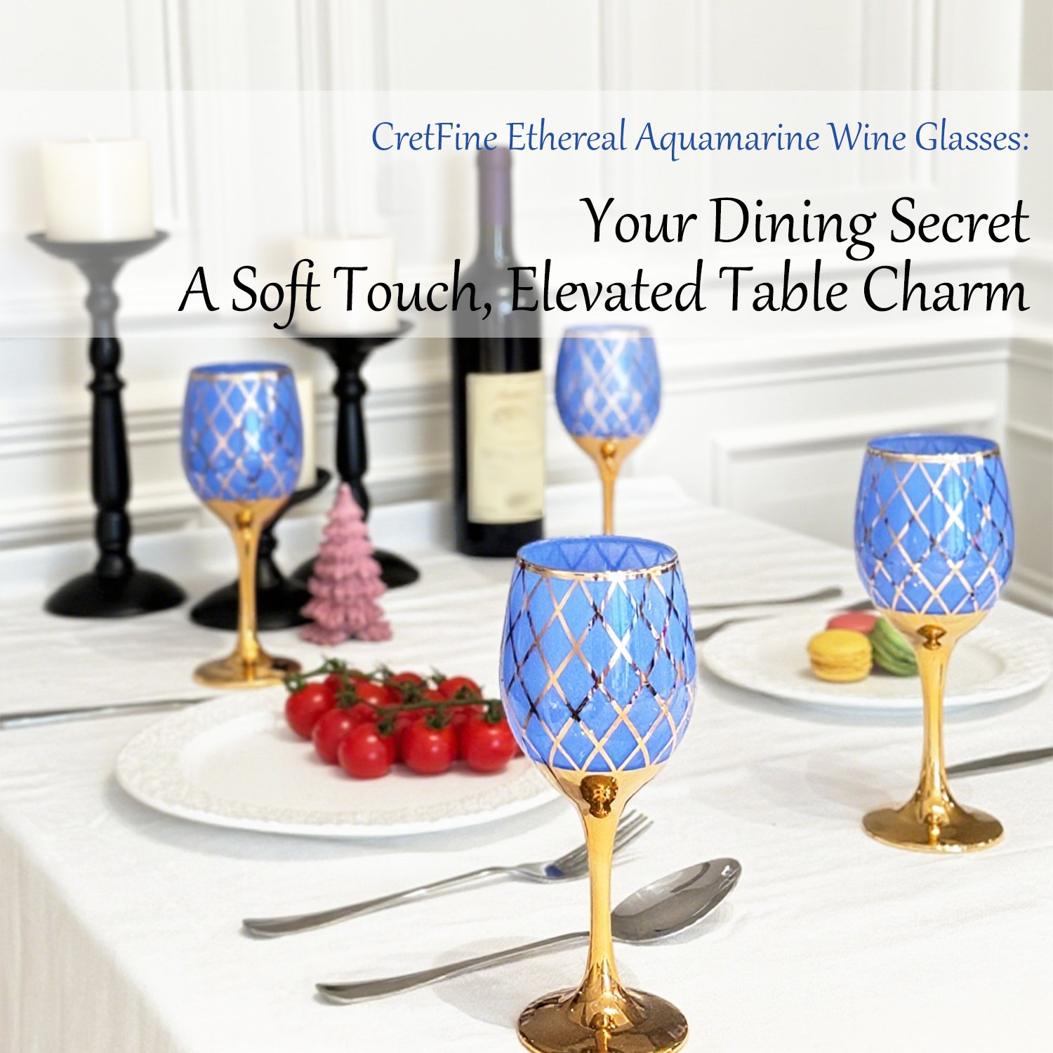 Cretfine Gold Lux Series Wine Glasses - Blue - Image 3