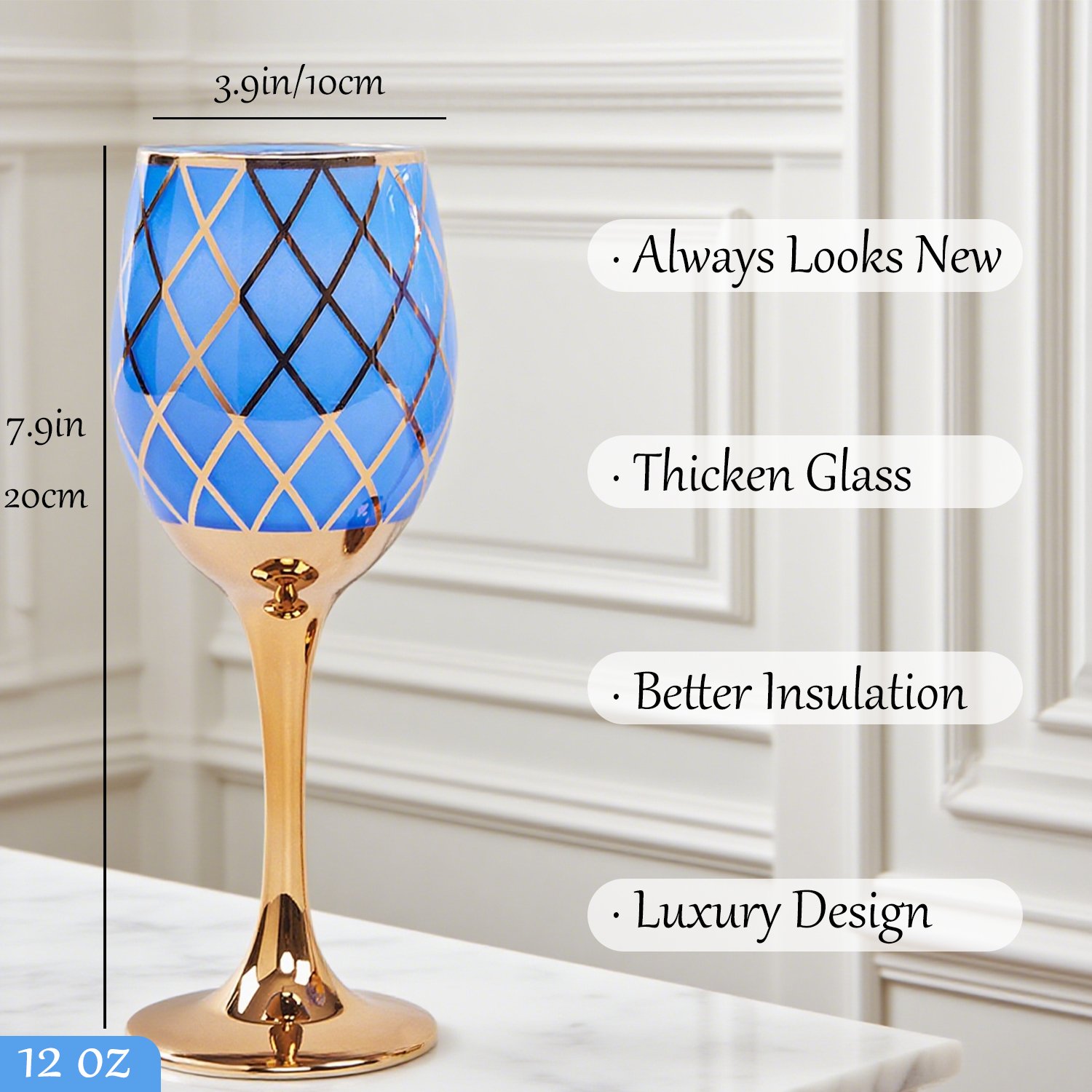 Cretfine Gold Lux Series Wine Glasses - Blue - Image 2