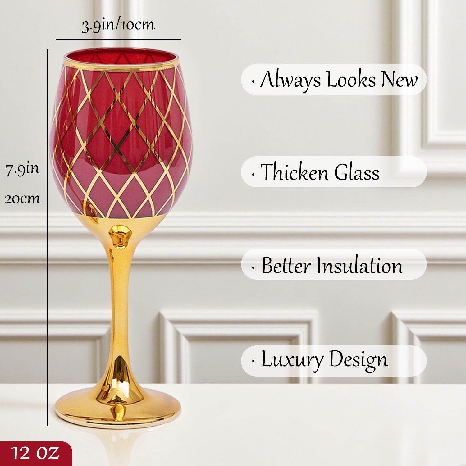 Cretfine Gold Lux Series Wine Glasses - Red - Image 2