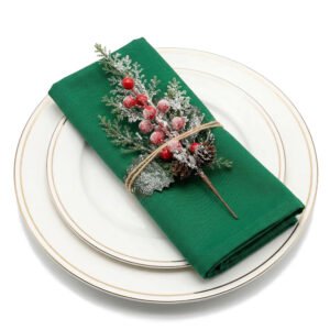 Cretfine Festival Limited Series Cotton Napkin with Pine Sprig -  Forest Green (1ct)
