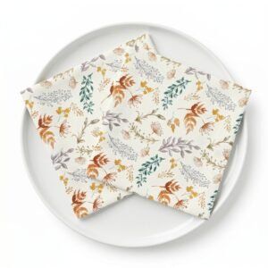 Autumn Watercolor Botanical Printed Paper Napkins, 20 Count