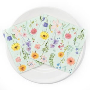 Mint Green Wildflower Printed Paper Napkins, 20 Count