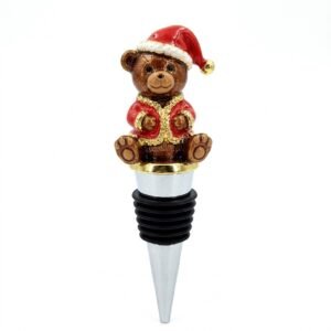 Enamel Holiday Bear Decorative Wine Stopper