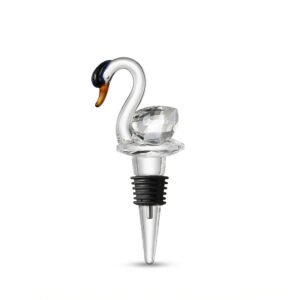 Crystal Glass Swan Wine Stopper - Gold/Blue/Red