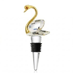 Gold-Head Crystal Glass Swan Wine Stopper