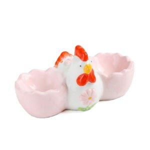 Handcrafted Cute Chicken Shaped Double Ceramic Egg Cup