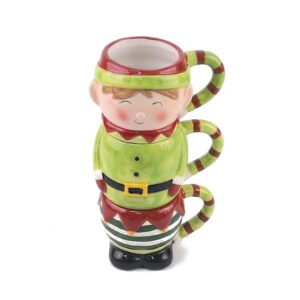 Handcrafted Elf Stackable Mini Ceramic Cups - Set of 3