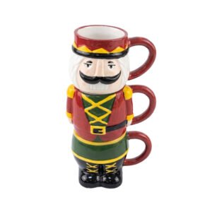 Handcrafted Nutcracker Stackable Mini Ceramic Cups - Set of 3