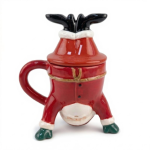 Handcrafted Upside-Down Santa Claus 3D Ceramic Mug with Lid