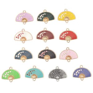Japanese Style Fan Enamel Charms - Random Mixed 20Pcs
