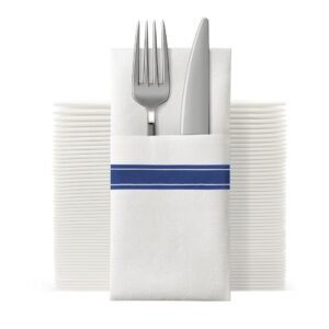 Disposable Striped Trim Dinner Napkin - Multi Colors Available (50ct)