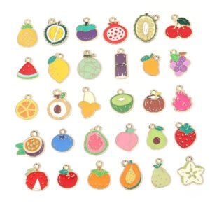 Fruit Themed Enamel Alloy Charms - Random Mixed 20Pcs