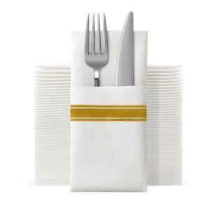 Disposable Striped Trim Dinner Napkin - Multi Colors Available (50ct)