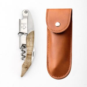 Professional Corkscrew Wine Opener with Foil Cutter & Cap Remover with Leather Pouch