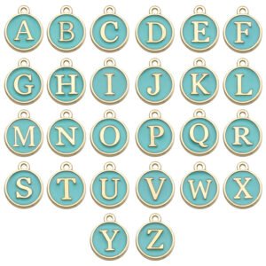 Gold Border Enamel Alphabet A-Z Charms - 24Pcs/Pack