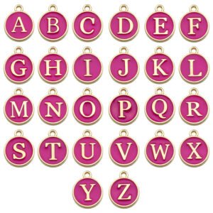 Gold Border Enamel Alphabet A-Z Charms - 24Pcs/Pack