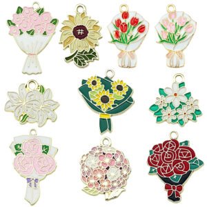 Floral Bouquet Themed Mixed Enamel Charms - Random Mixed 20Pcs