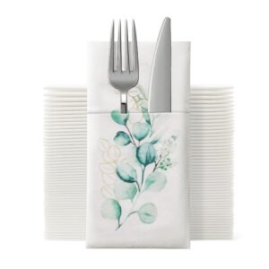 Printed Disposable Dinner Napkin - Elegant Green Foliage (50ct)