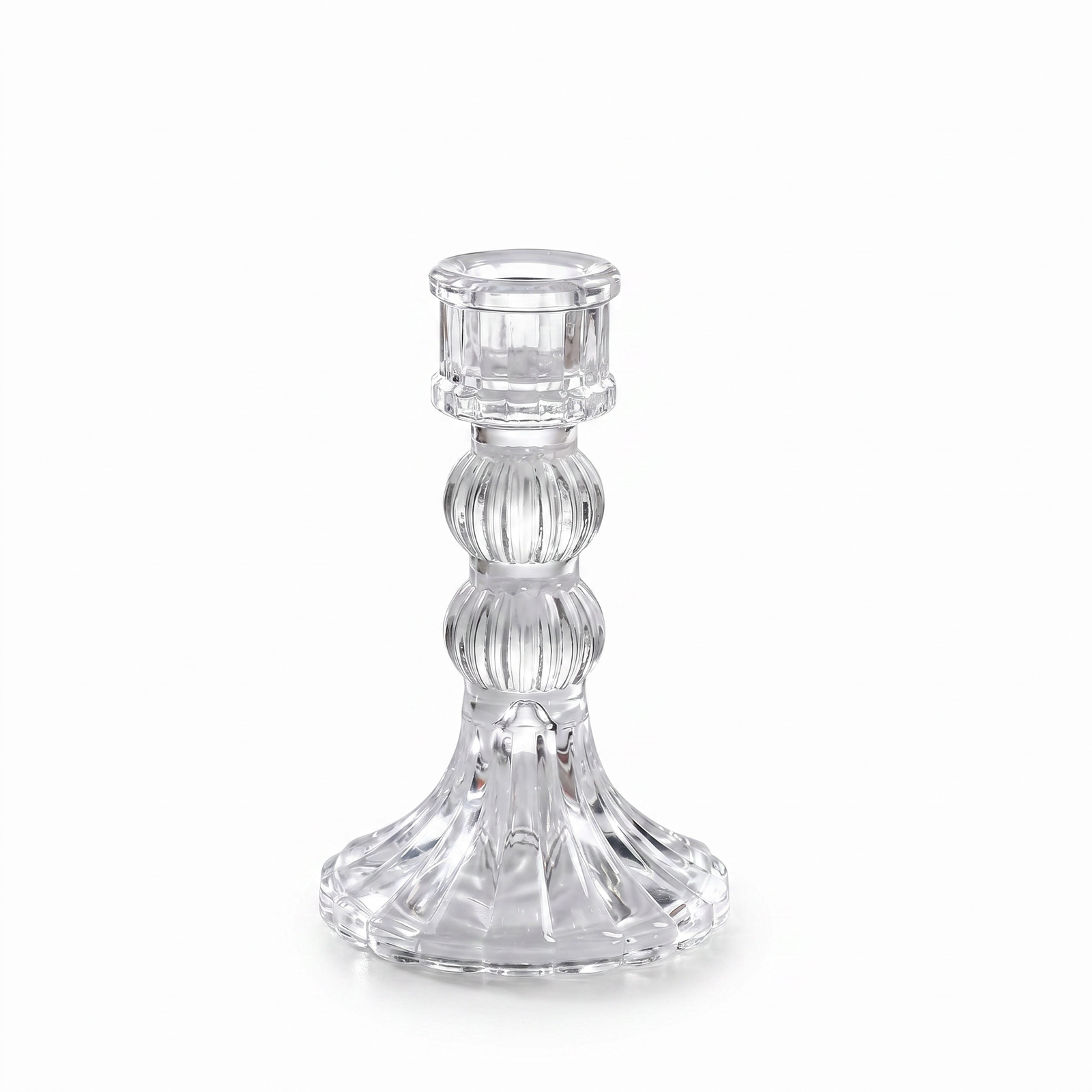 Vintage Crystal Glass Two Balls Candle Holder-Set of 6 - Image 2