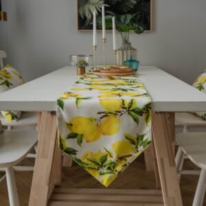 Lemon Print Pointed Table Runner