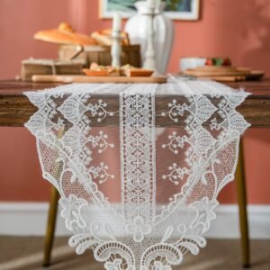 Shell Embroidered Pointed Lace Table Runner