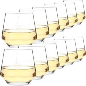 Stemless Wine Glasses 12 oz - Set of 12