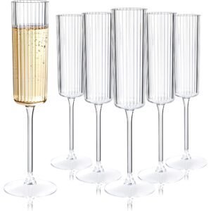 Vintage Ribbed Plastic Champagne Flutes 6 oz - Set of 24