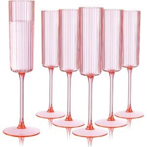 Vintage Ribbed Plastic Champagne Flutes 6 oz - Set of 24
