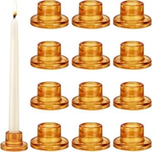 Glass Taper Candle Holder-12PCS AMBER