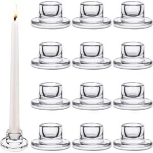 Glass Taper Candle Holder-12PCS CLEAR