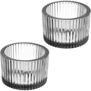 Glass Tealight Candle Holder 2PCS BLACK