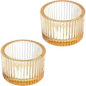 Glass Tealight Candle Holder 2PCS GOLD