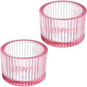 Glass Tealight Candle Holder 2PCS PINK